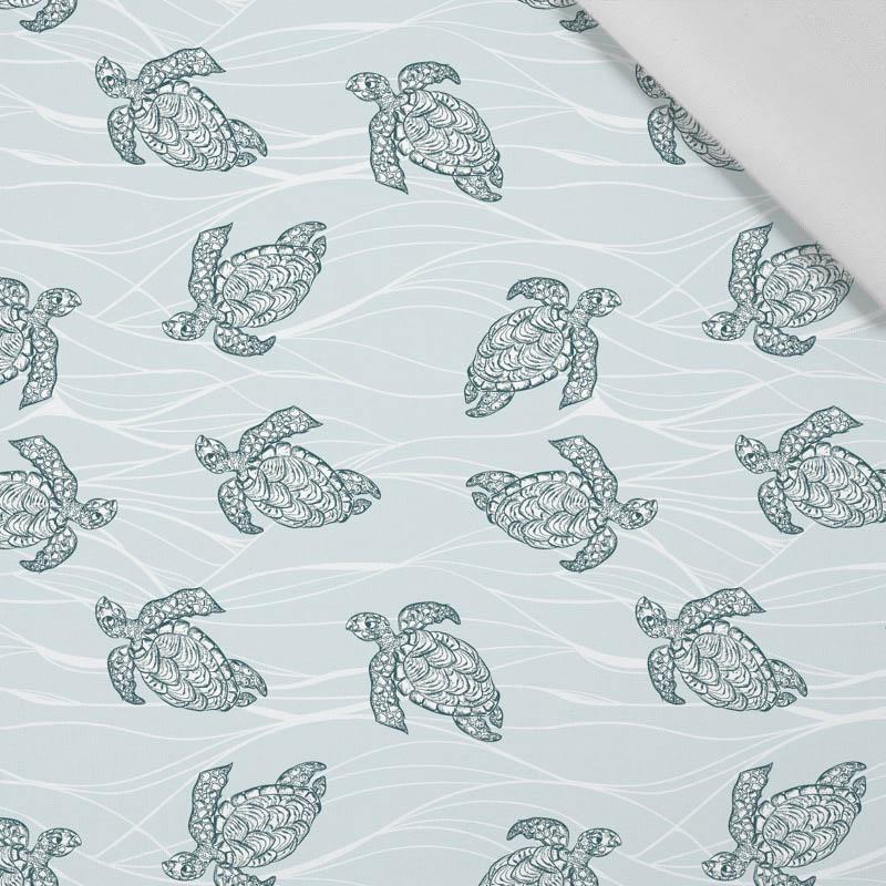 TURTLES / seaweed (BLUE PLANET) - Cotton woven fabric