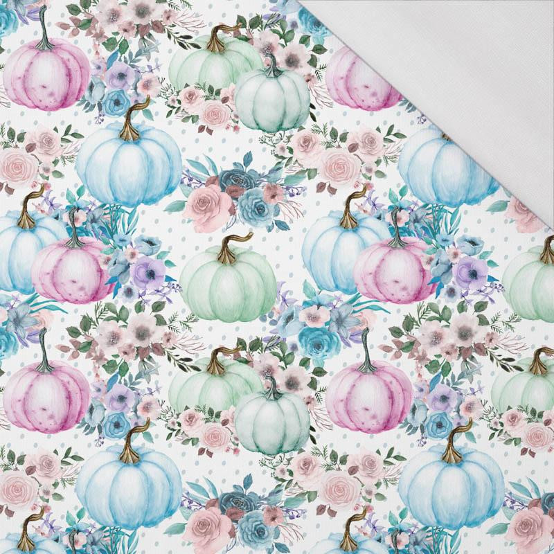 PUMPKINS AND FLOWERS pat. 3 (PUMPKIN GARDEN) - single jersey with elastane 