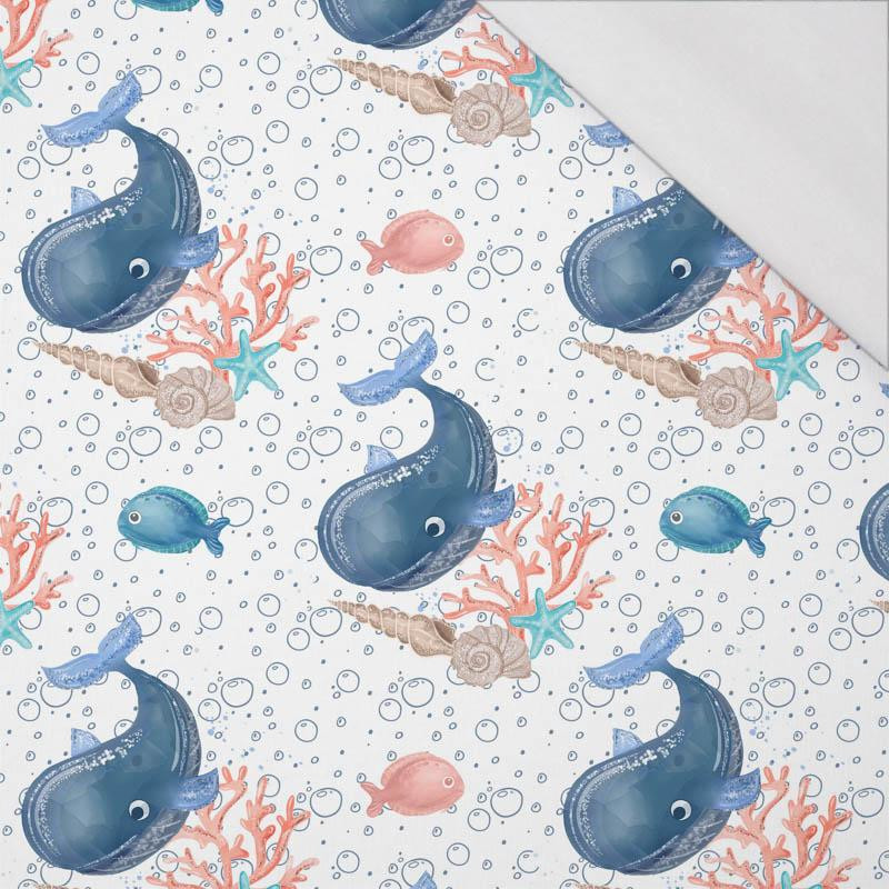 WHALES / bubbles (MAGICAL OCEAN) / white - single jersey with elastane 