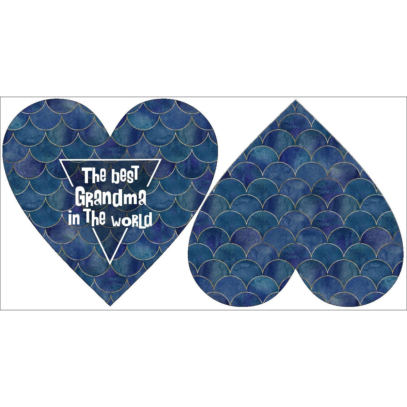 DECORATIVE PILLOW HEART - The best grandmother in the world / FISH SCALES
