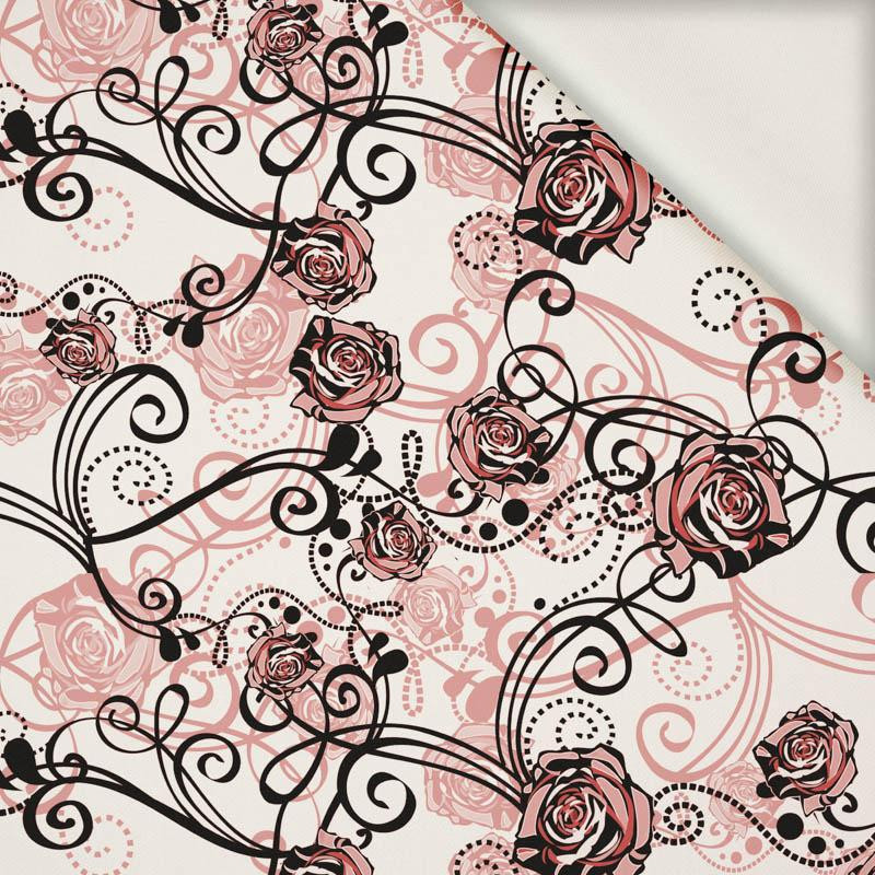 ROSES pat. 2 (red) - viscose woven fabric