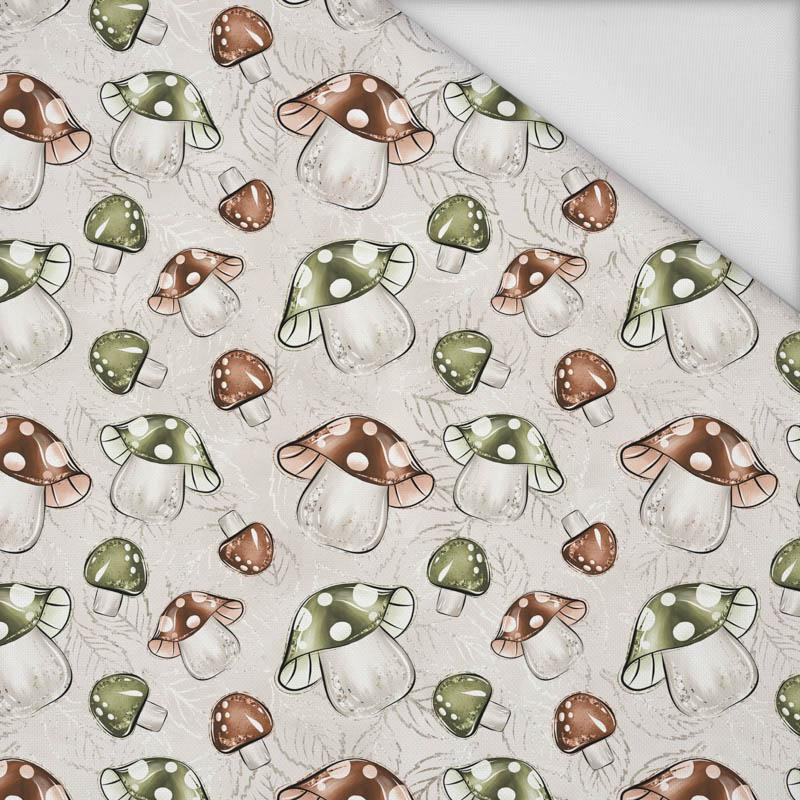 FOREST MUSHROOMS pat. 1 / beige - Waterproof woven fabric