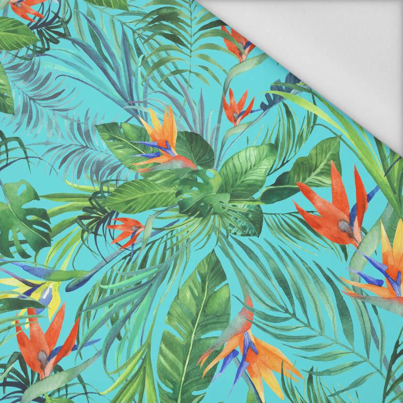 PALM LEAVES pat. 4 / light blue - Waterproof woven fabric