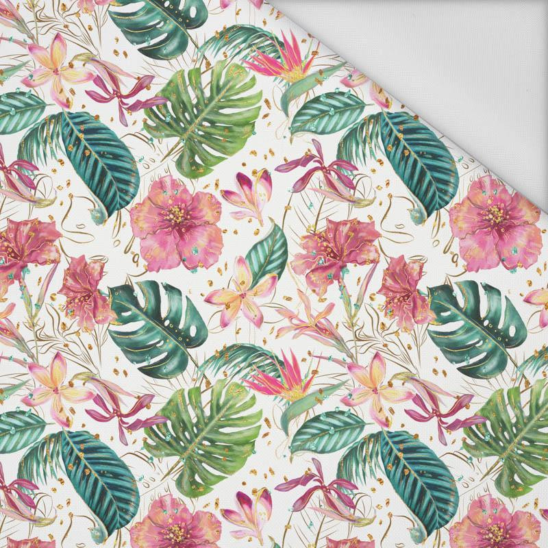 TROPICAL JUNGLE / white - Waterproof woven fabric