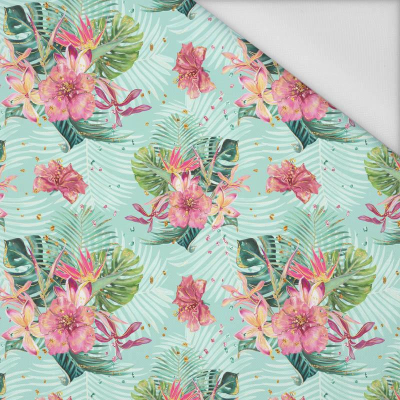 TROPICAL BOUQUET / mint - Waterproof woven fabric
