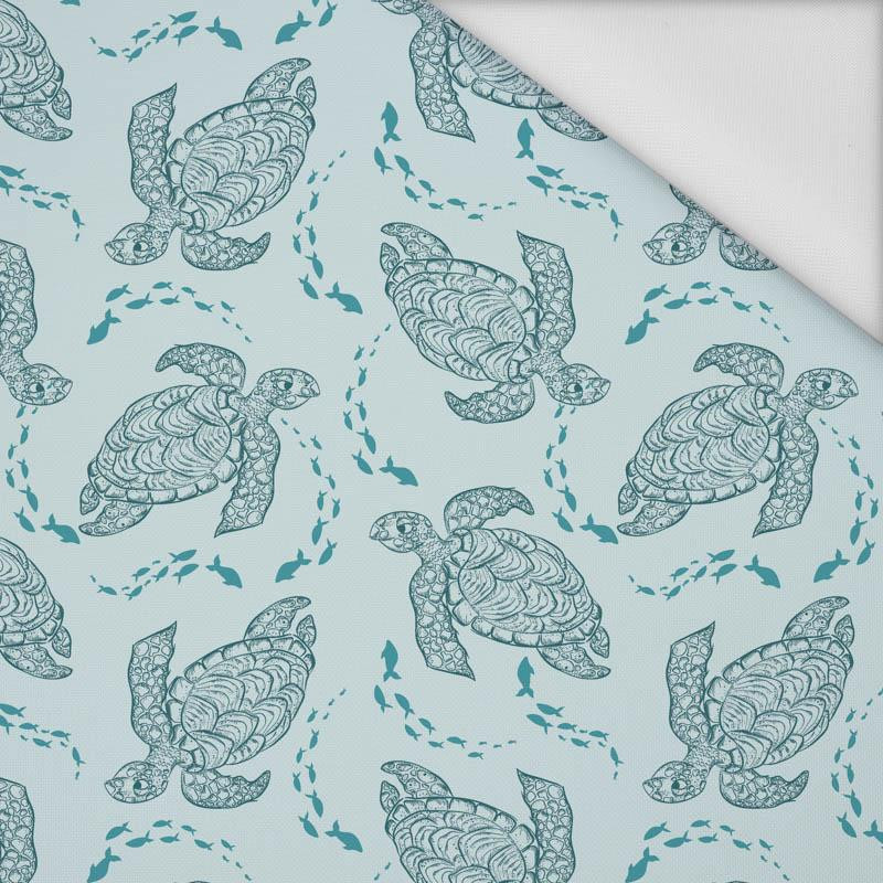 TURTLES AND SHOAL (BLUE PLANET) - Waterproof woven fabric