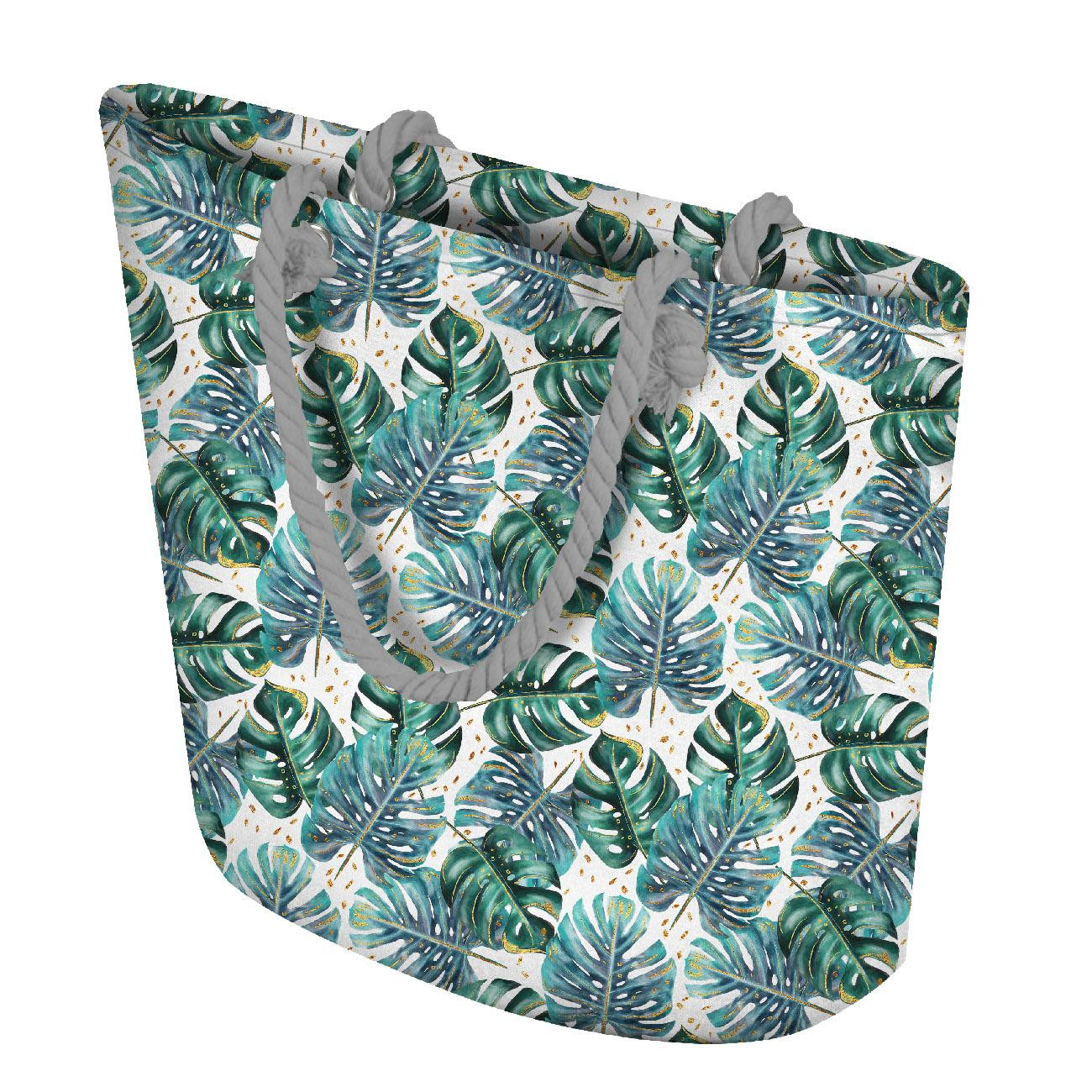 TOTE BAG - MONSTERA pat. 4 / white - sewing set