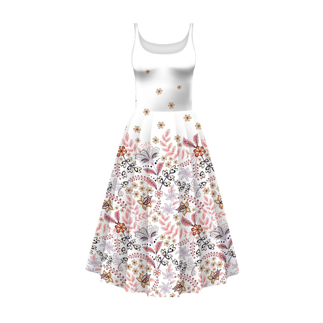 DRESS "ISABELLE" - FLOWERS (pattern no. 3) / white - sewing set