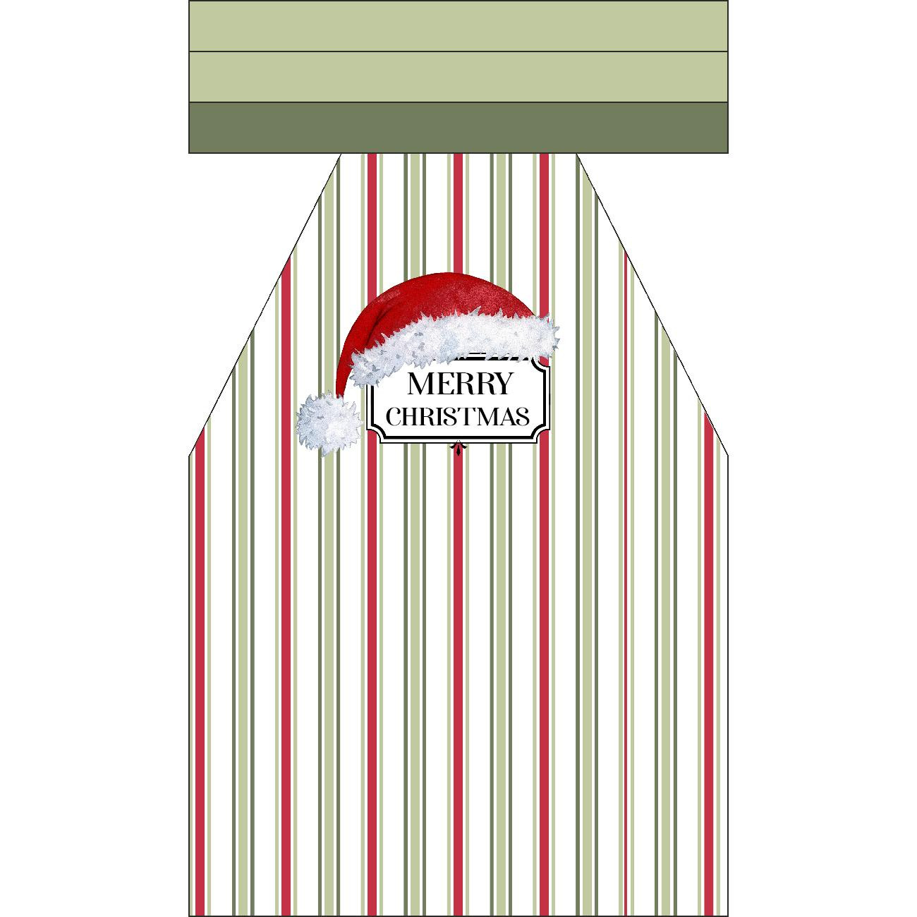 CHRISTMAS APRON - MERRY CHRISTMAS / stripes pat. 1