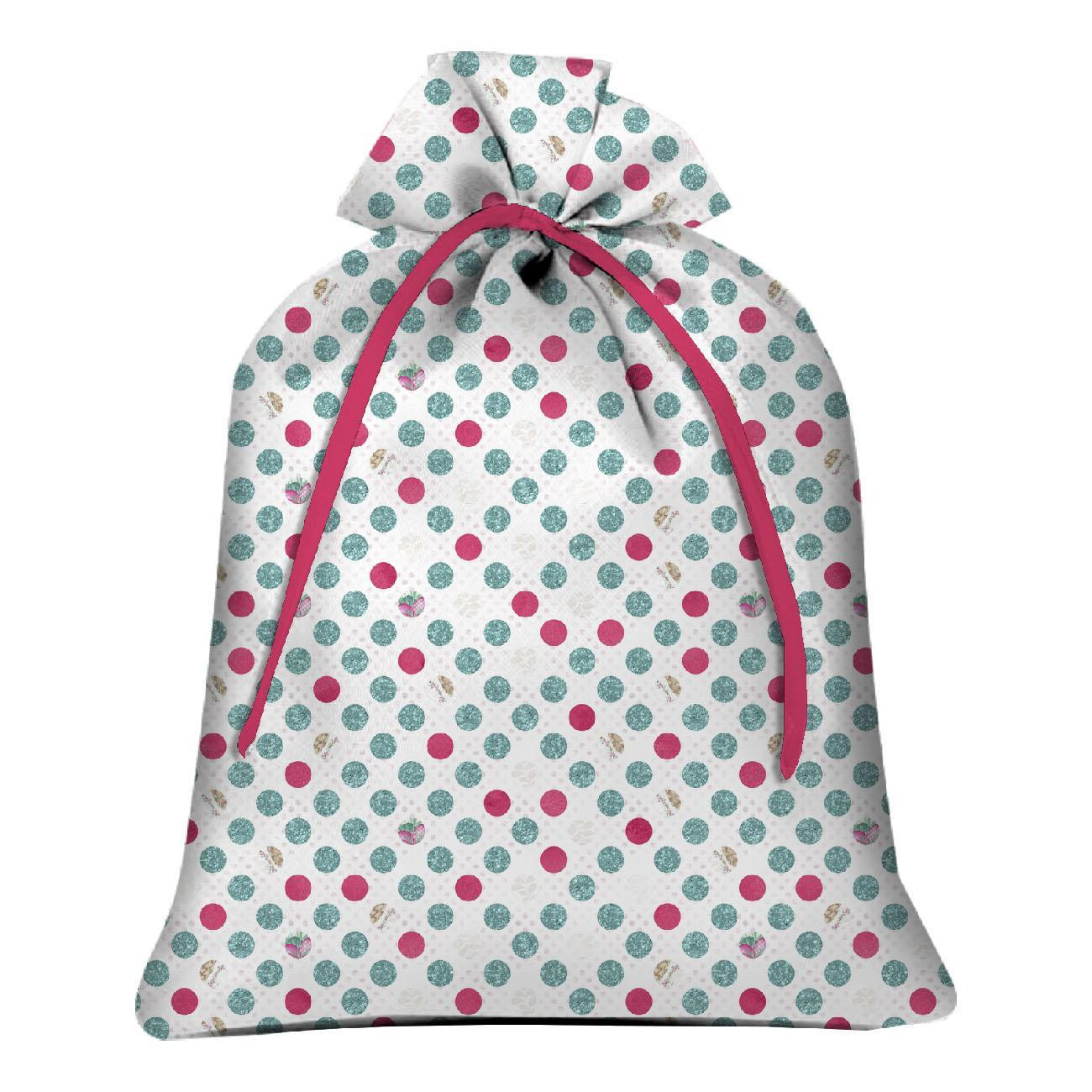Gift pouches - GLITTER DOTS PAT 3 / LEAVES pat 16 - sewing set