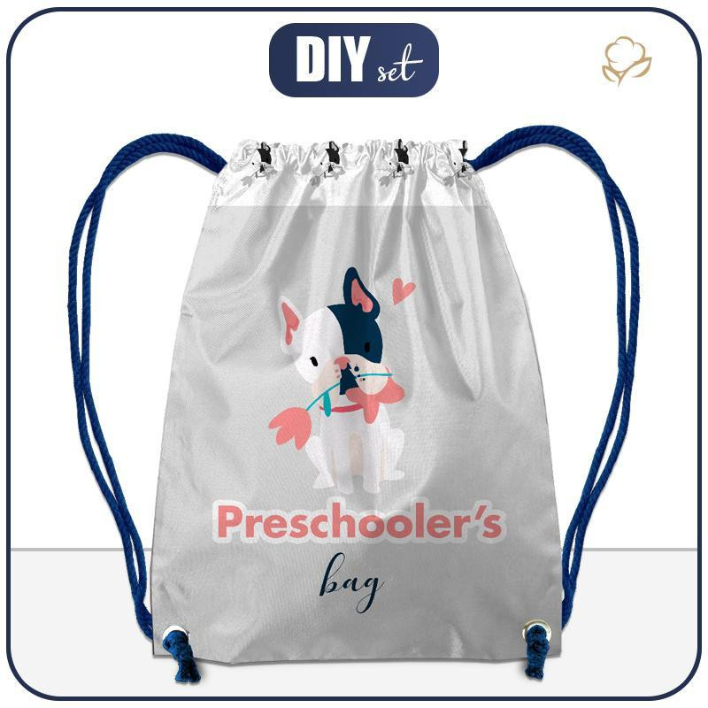 GYM BAG - DOG WITH FLOWER (J'adore Paris) / peach EN / Choice of sizes