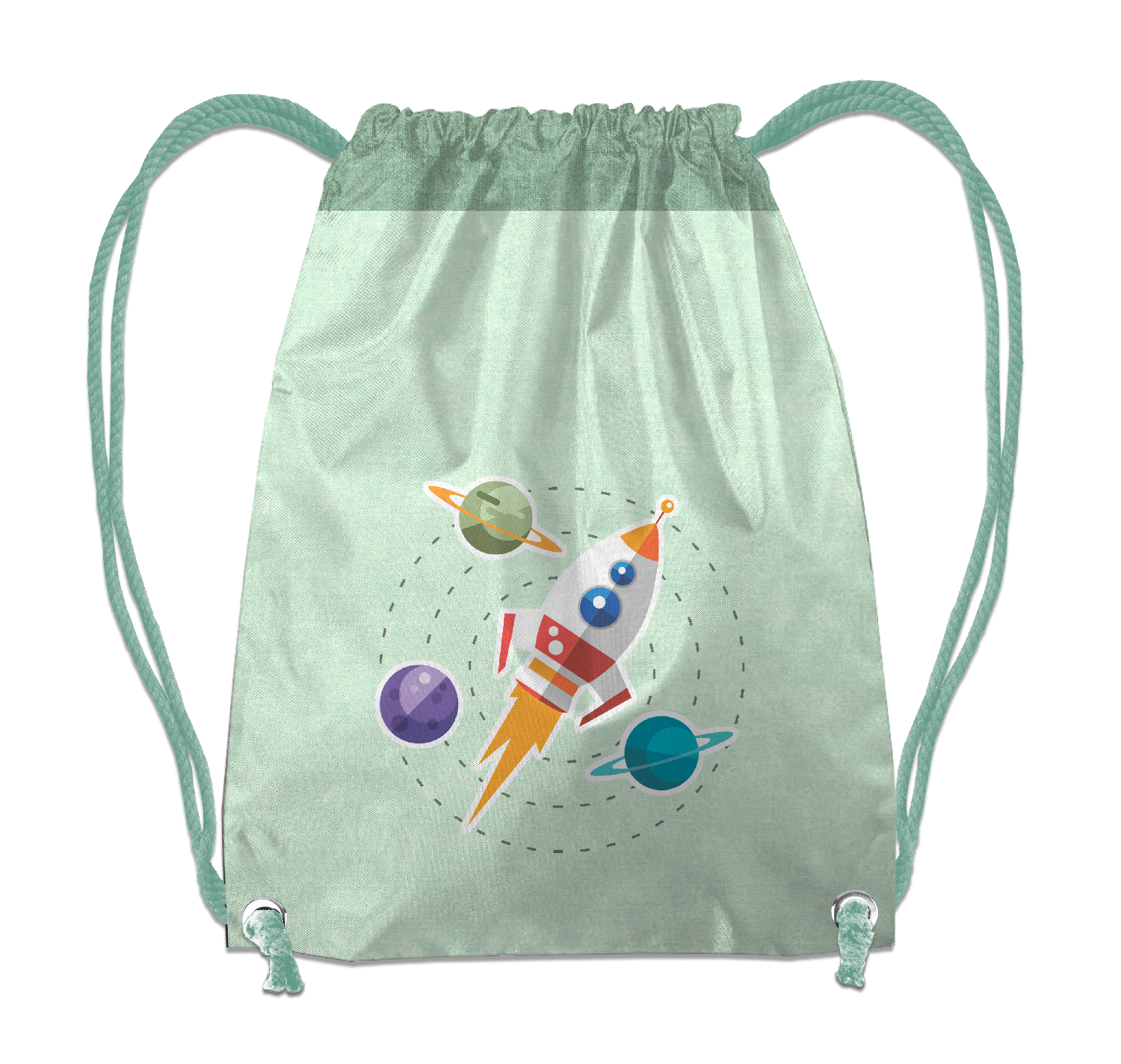 GYM BAG - ROCKET AND PLANETS (SPACE EXPEDITION) / ACID WASH MINT - sewing set