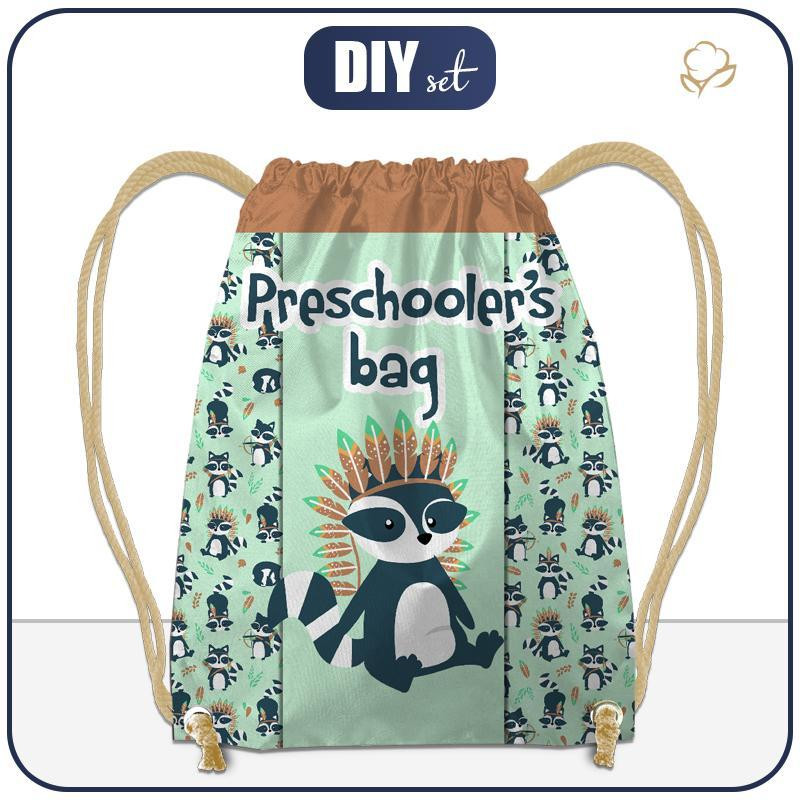 GYM BAG - RACCOONS Pat. 2 / green EN / Choice of sizes