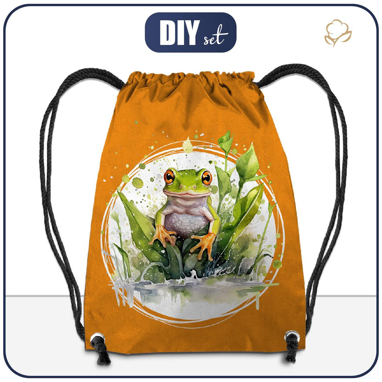 GYM BAG - WATERCOLOR FROG - sewing set