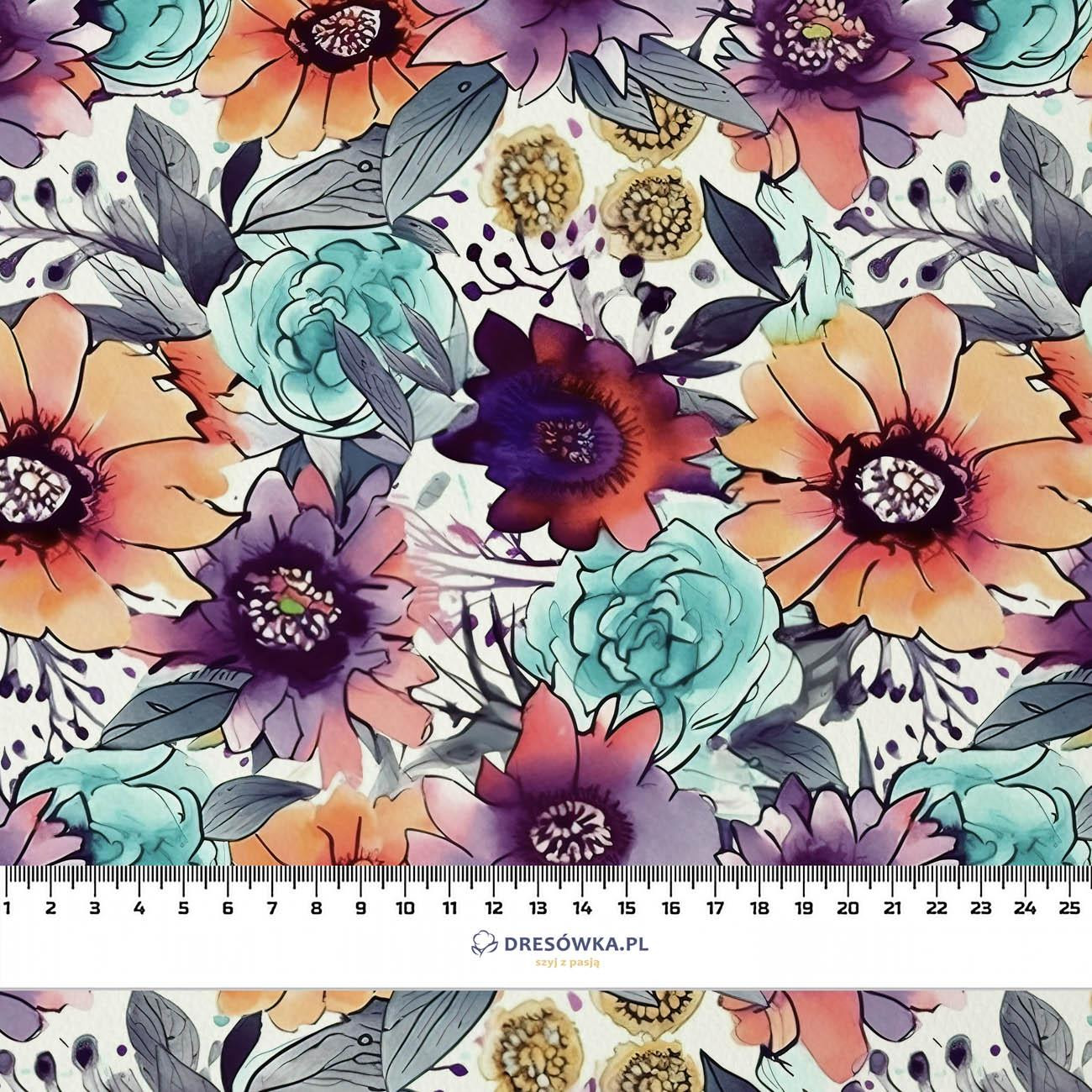 WATER-COLOR FLOWERS pat. 6 - Hydrophobic brushed knit