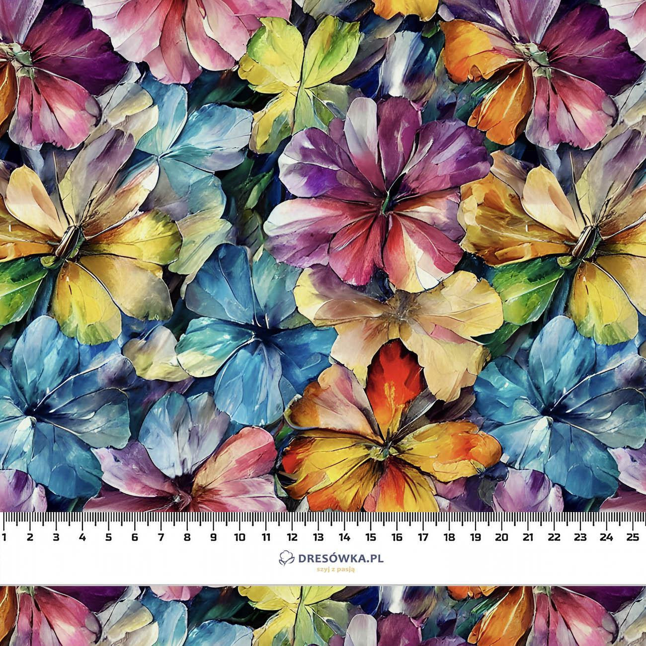 80cm WATER-COLOR FLOWERS pat. 8 - looped knit fabric with elastane ITY