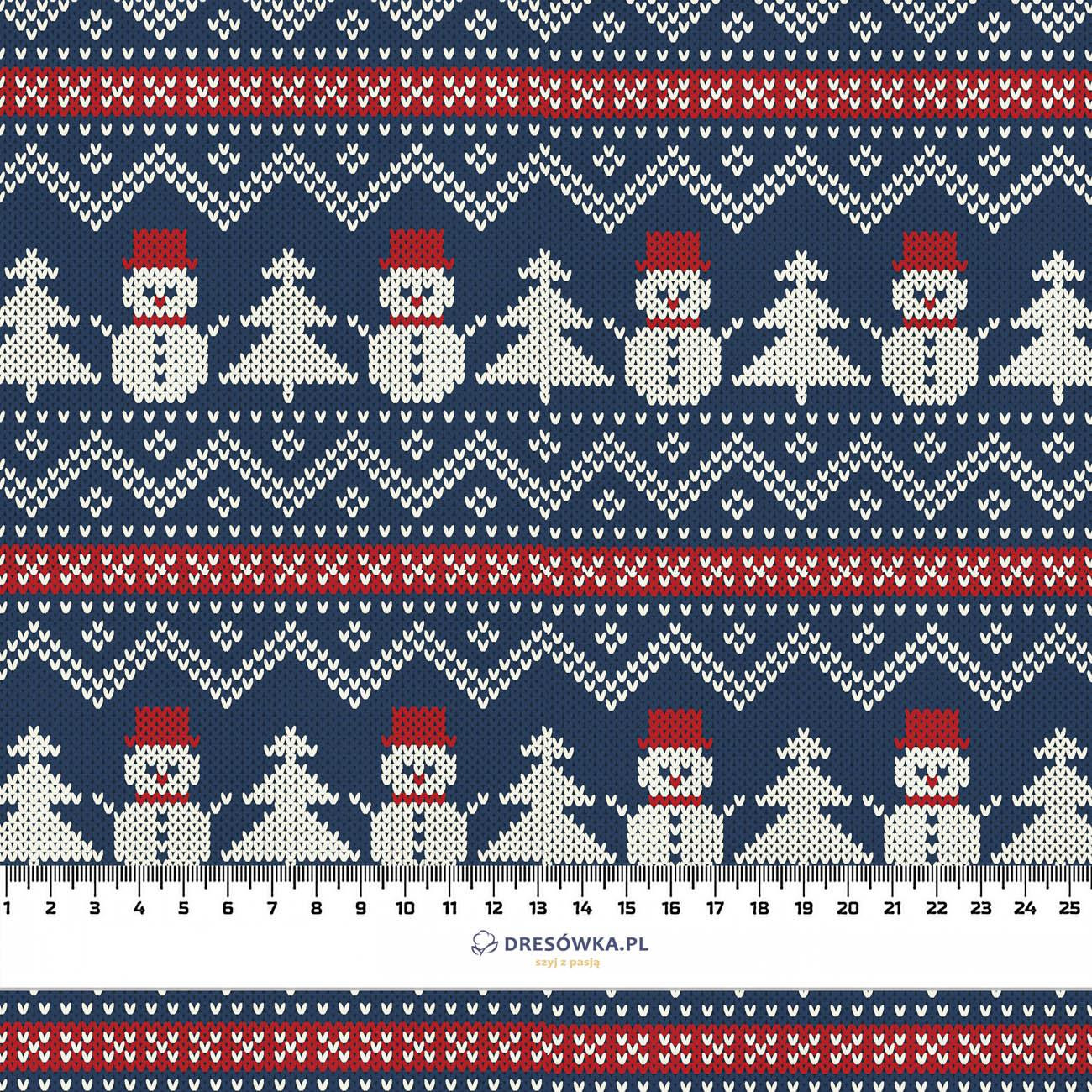 SNOWMEN WITH CHRISTMAS TREES - brushed knitwear with elastane ITY
