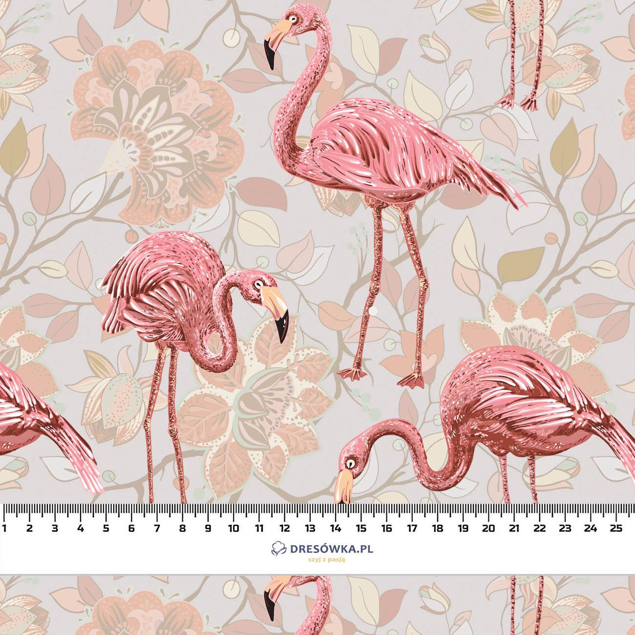 FLAMINGOS AND TWIGS - viscose woven fabric