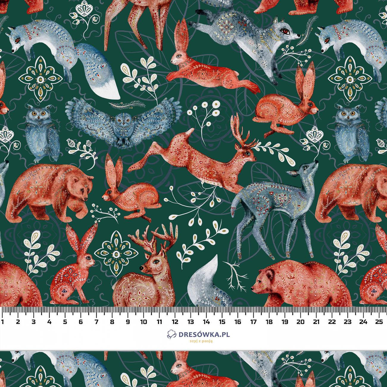 FOLK ANIMALS pat. 1 / bottle green (FOLK FOREST) - Nylon fabric PUMI