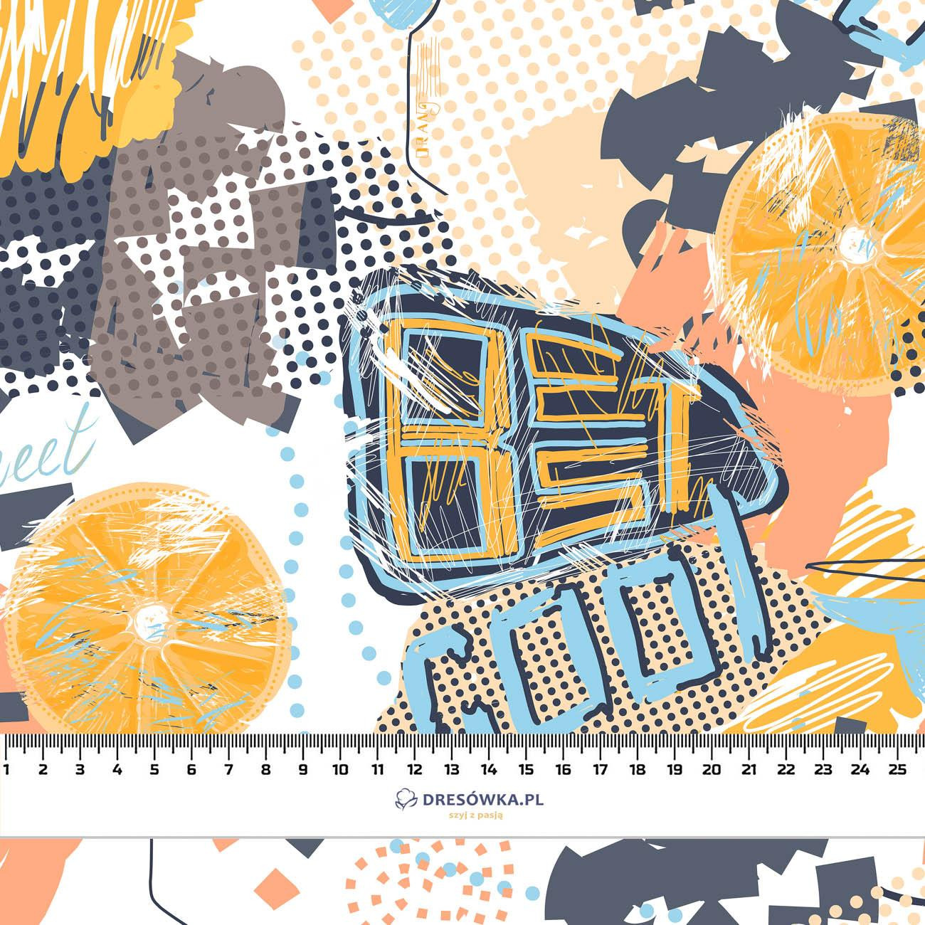 GRAFFITI ORANGES / white - looped knit fabric