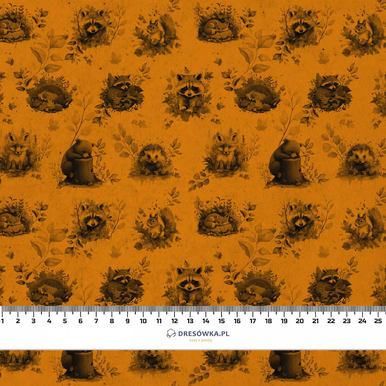 AUTUMN ANIMALS / mustard - Waterproof woven fabric