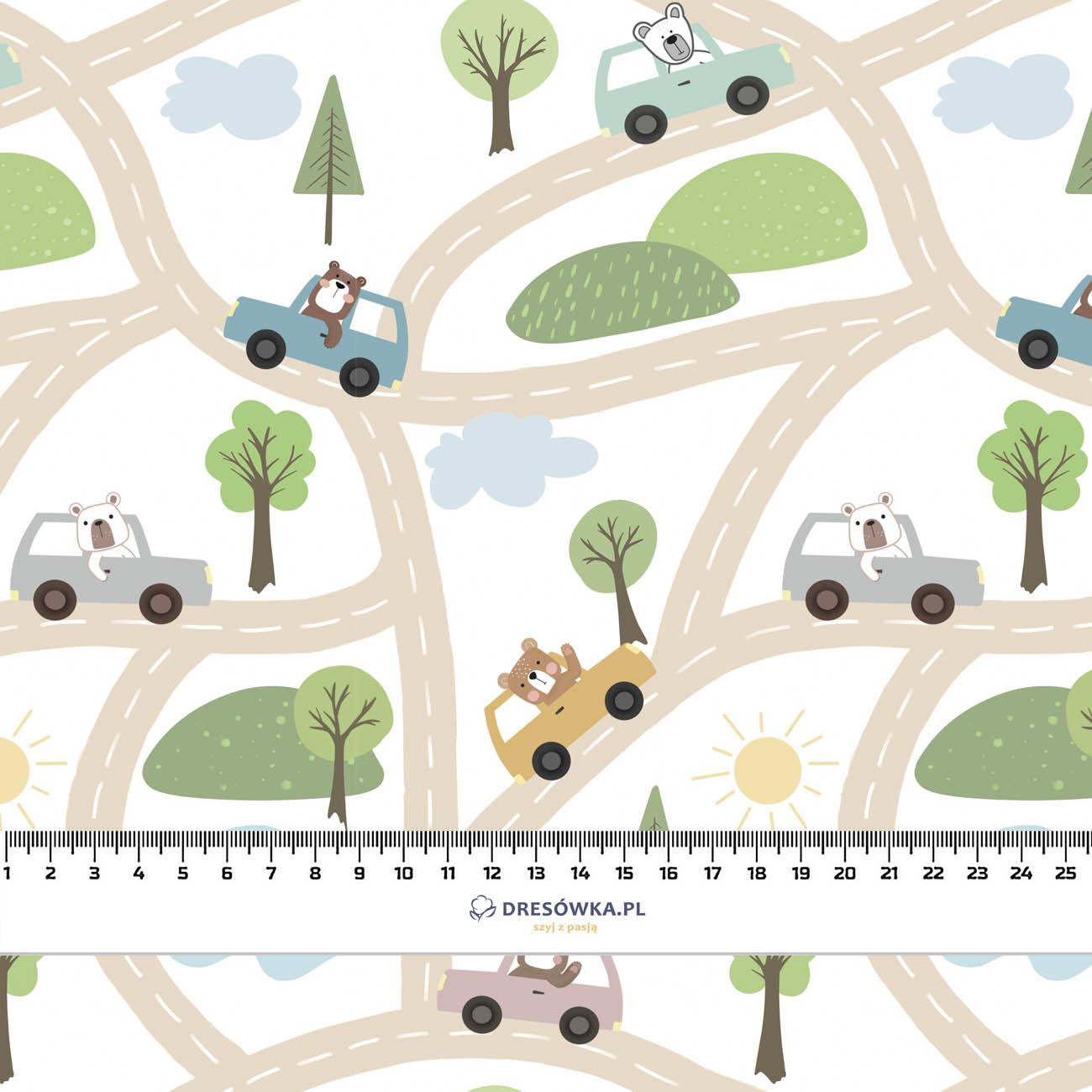 COLORFUL CARS / streets (CITY BEARS) - Nylon fabric Pumi
