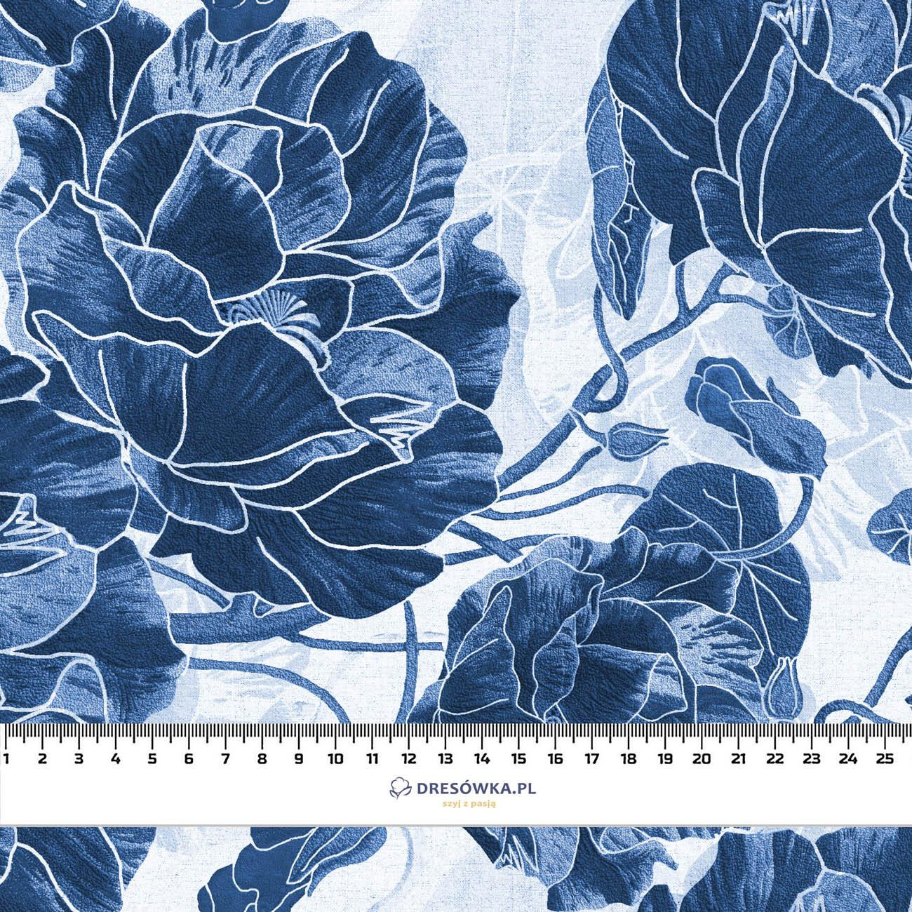 100cm FLOWERS pat. 5 (classic blue) - viscose woven fabric