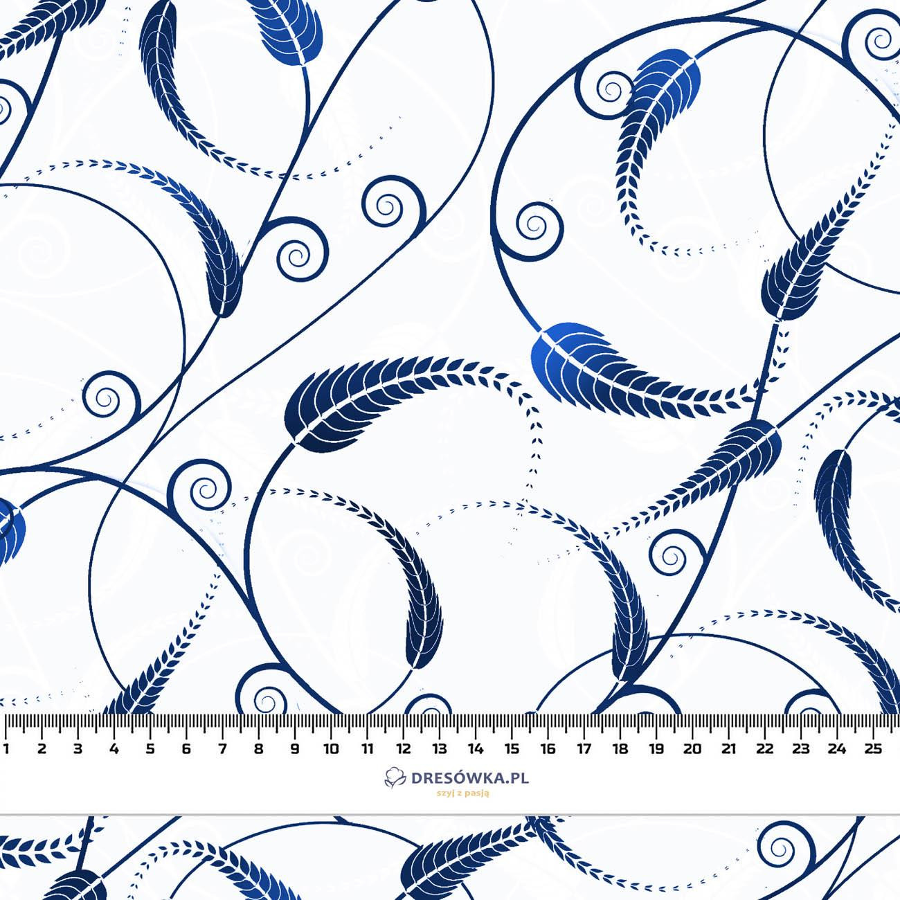 LEAVES pat. 5 (classic blue) - viscose woven fabric