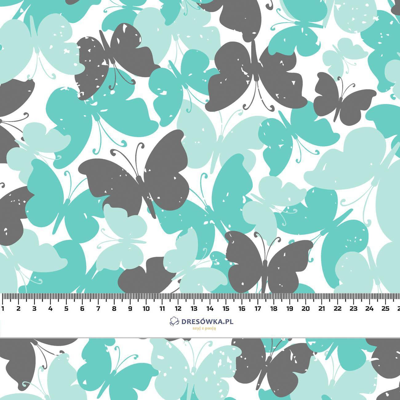 BUTTERFLIES / aqua - Linen 100%