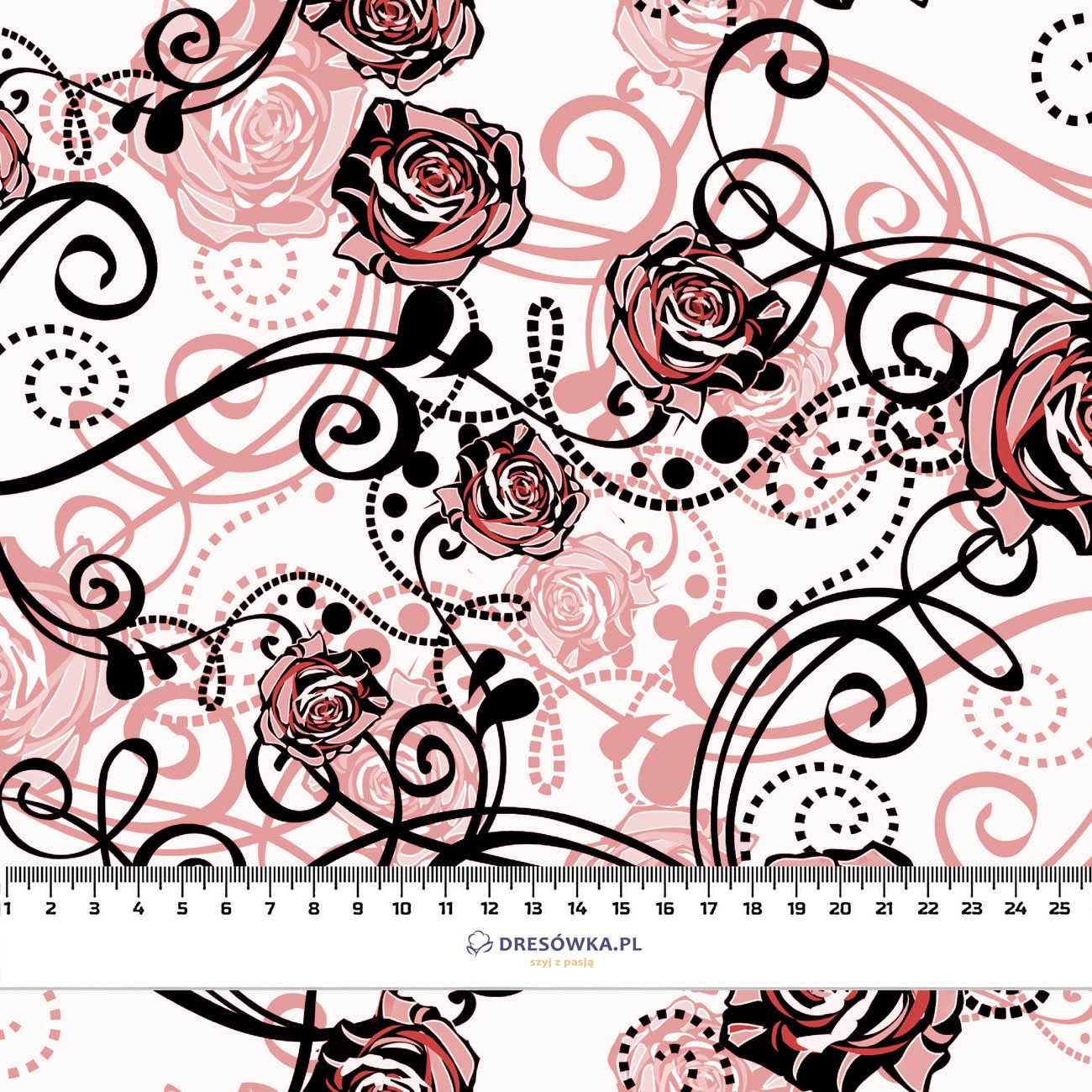 ROSES pat. 2 (red) - viscose woven fabric