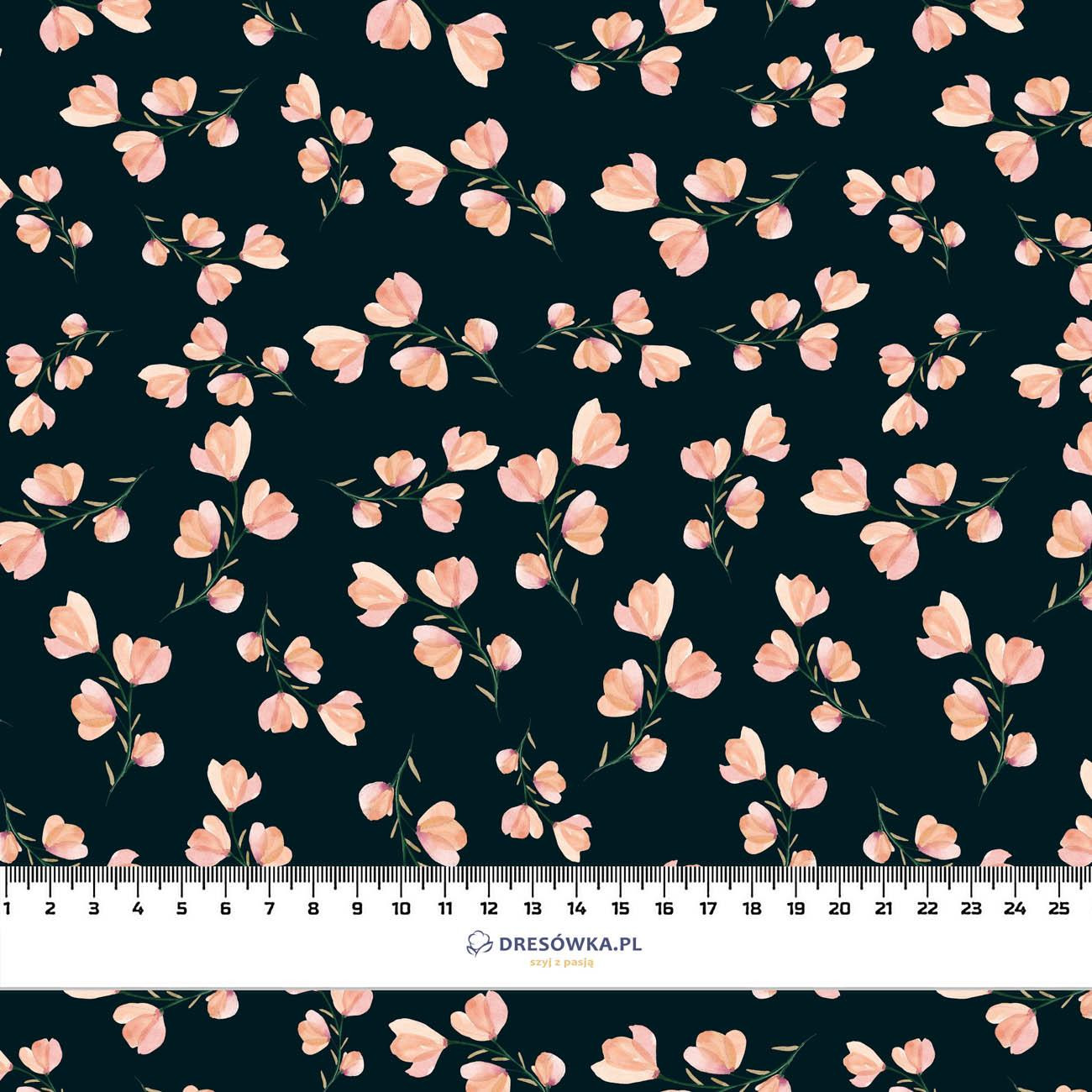 PINK FLOWERS PAT. 4 / black - Waterproof woven fabric