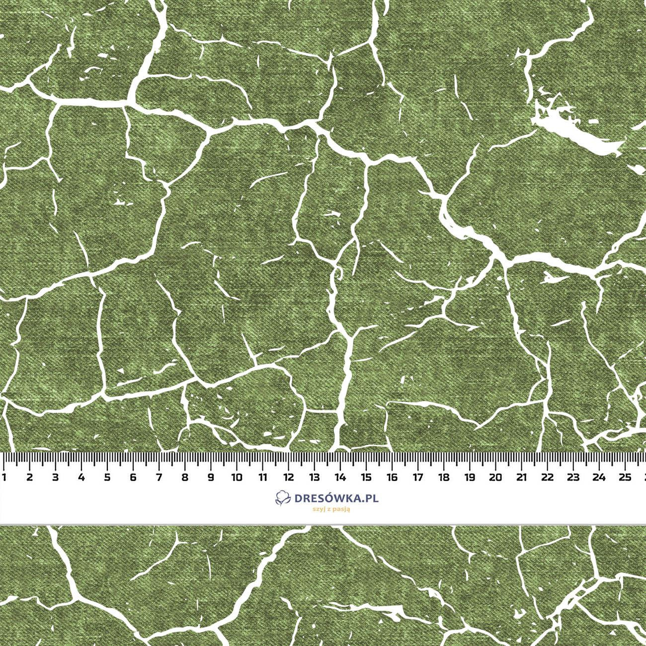 SCORCHED EARTH (white) / ACID WASH (olive) - looped knit fabric