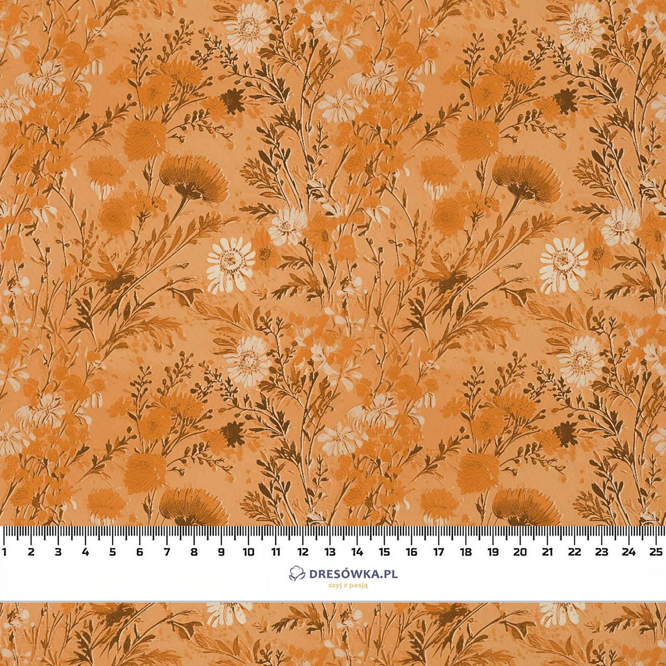 SUNDIAL ORANGE / FLOWERS - looped knit fabric