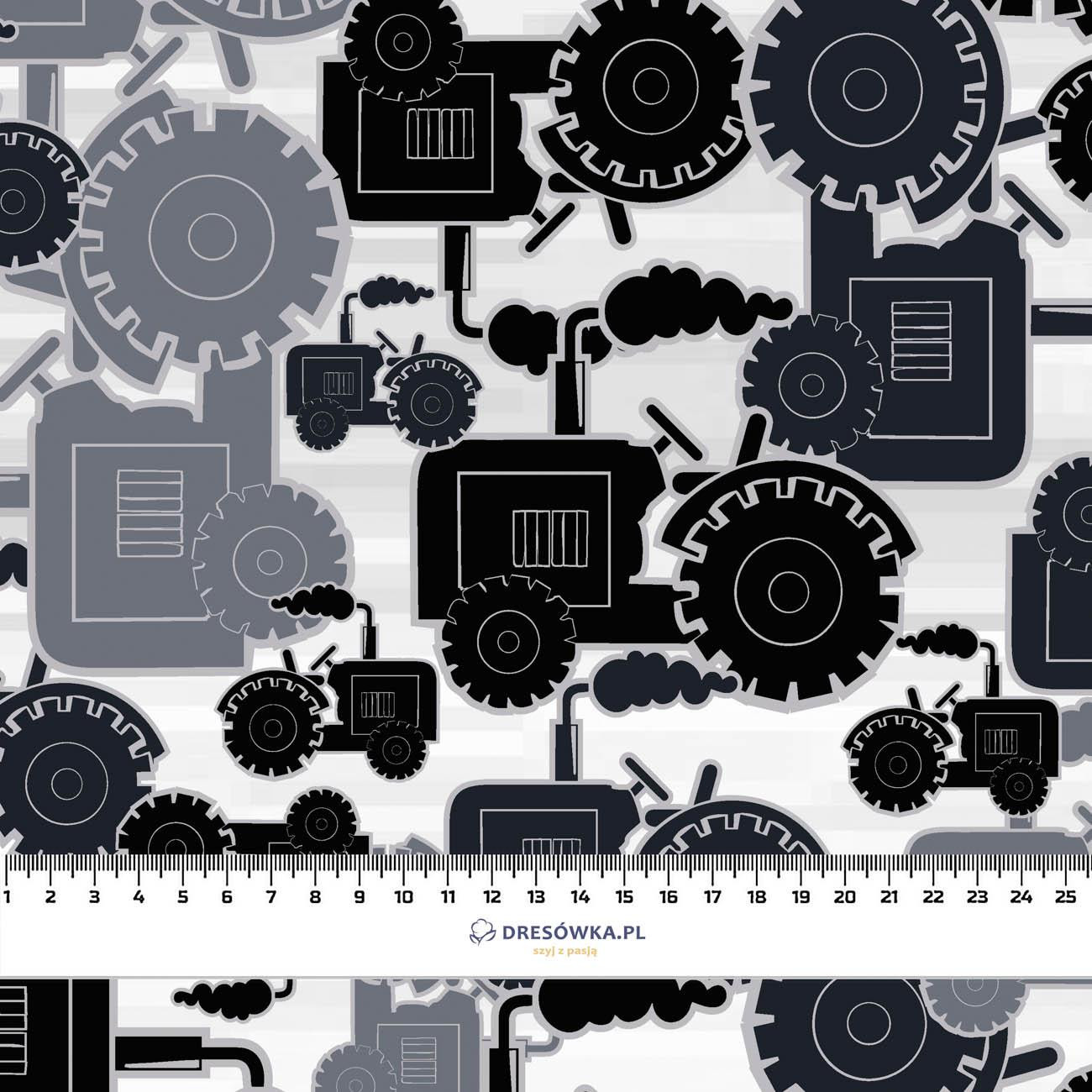 TRACTORS / gray - Cotton woven fabric