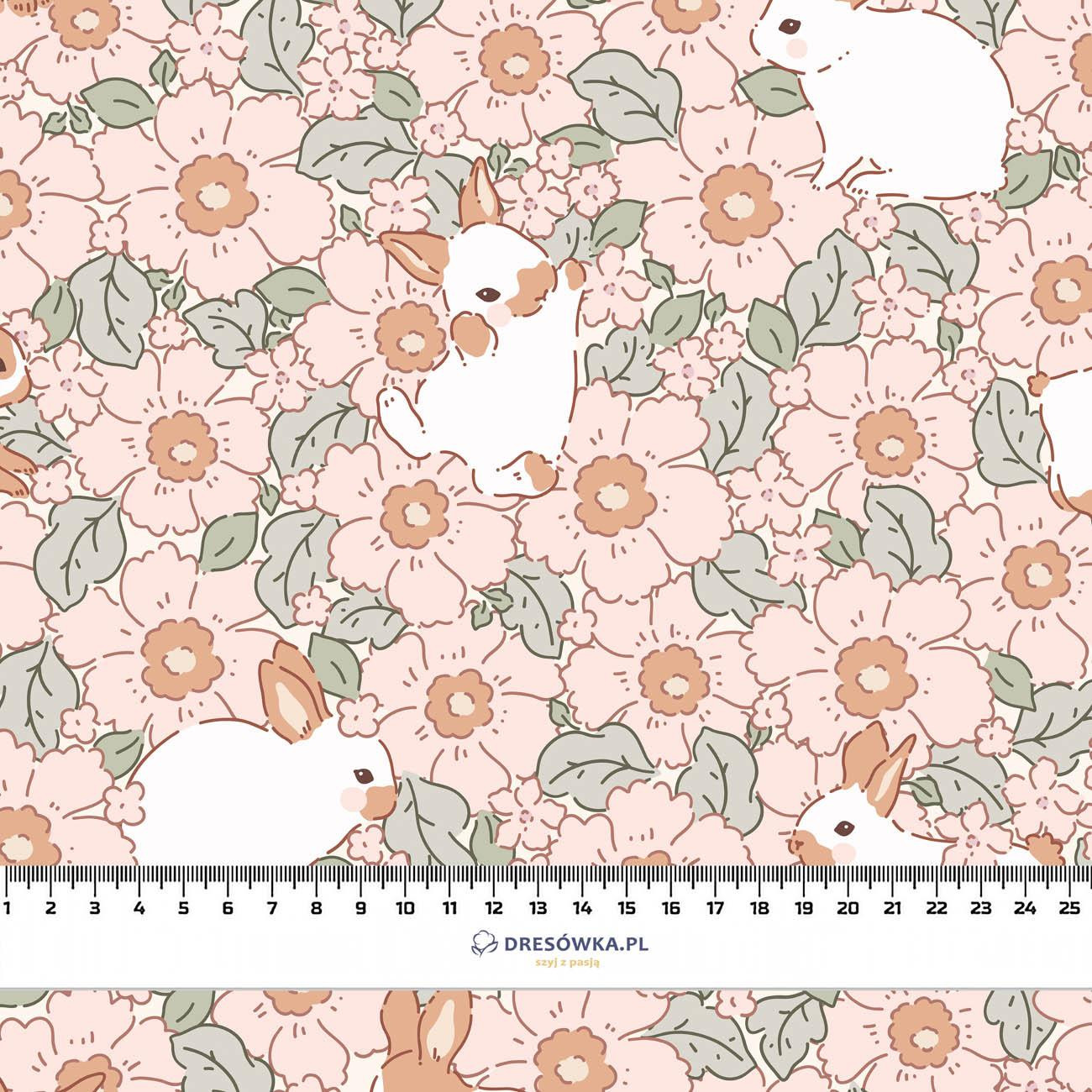 HARES ON FLOWERS - Nylon fabric PUMI