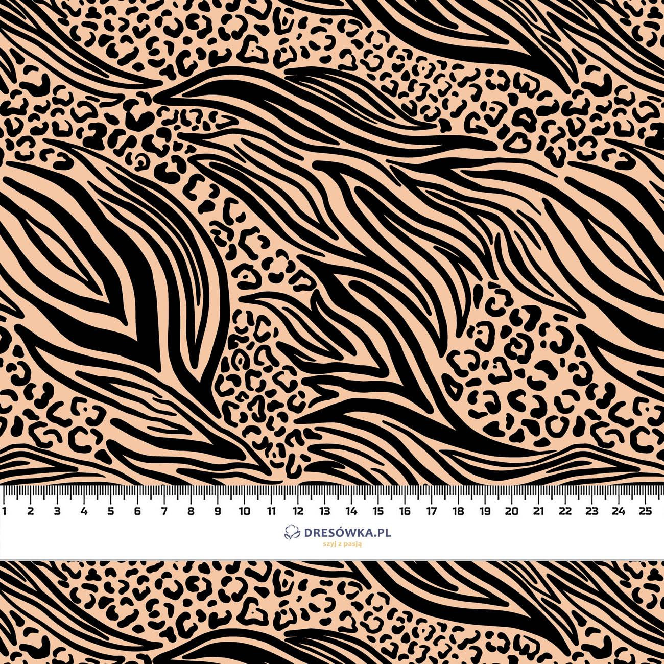 ANIMALS MIX / BEIGE - Cotton woven fabric