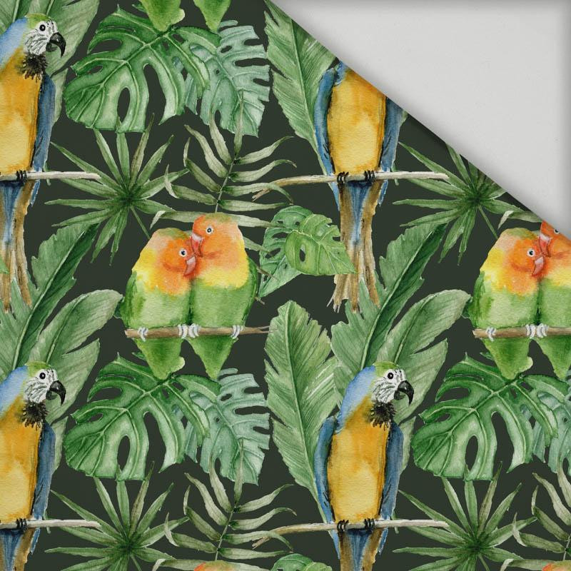 PARROTS pat. 2 / black (JUNGLE) - quick-drying woven fabric