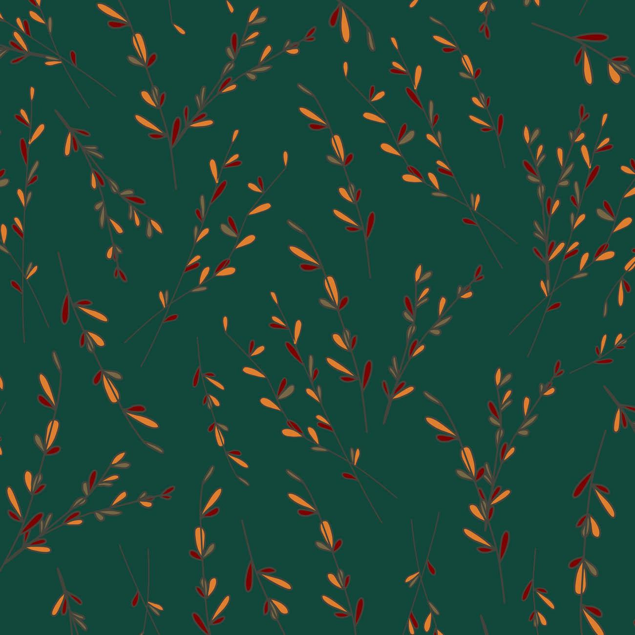 AUTUMN TWIGS / bottle green (RED PANDA’S AUTUMN)