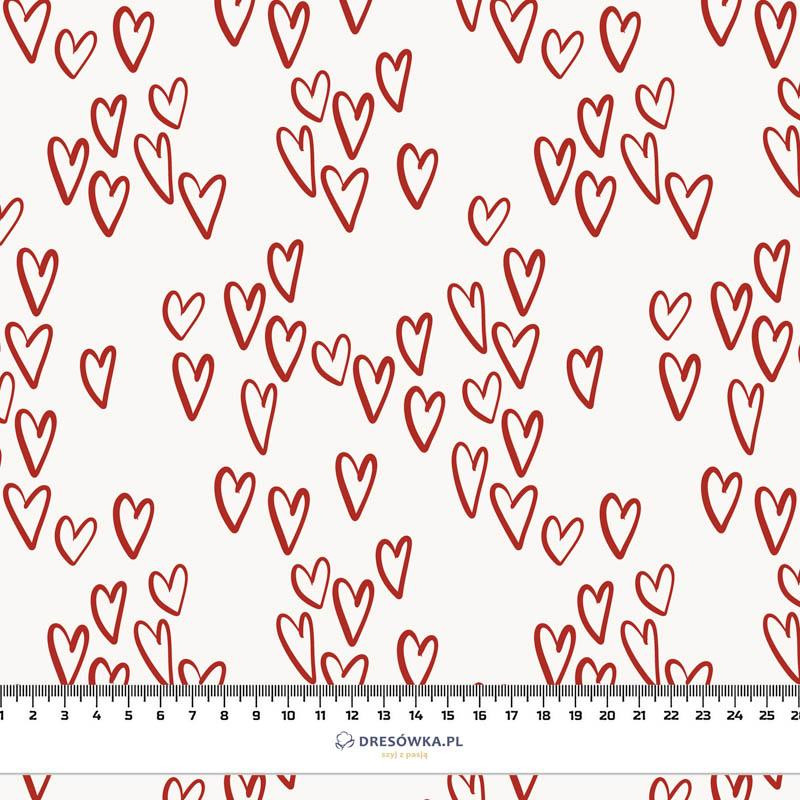 BUBBLE HEARTS / ECRU (BIRDS IN LOVE) - looped knit fabric