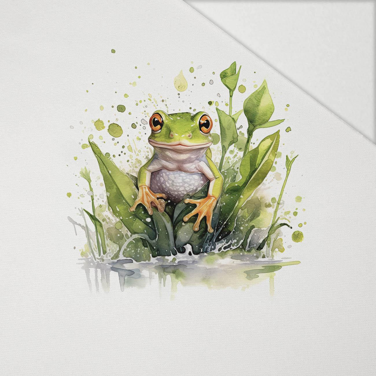 WATERCOLOR FROG - panel (60cm x 50cm) Hydrophobic brushed knit