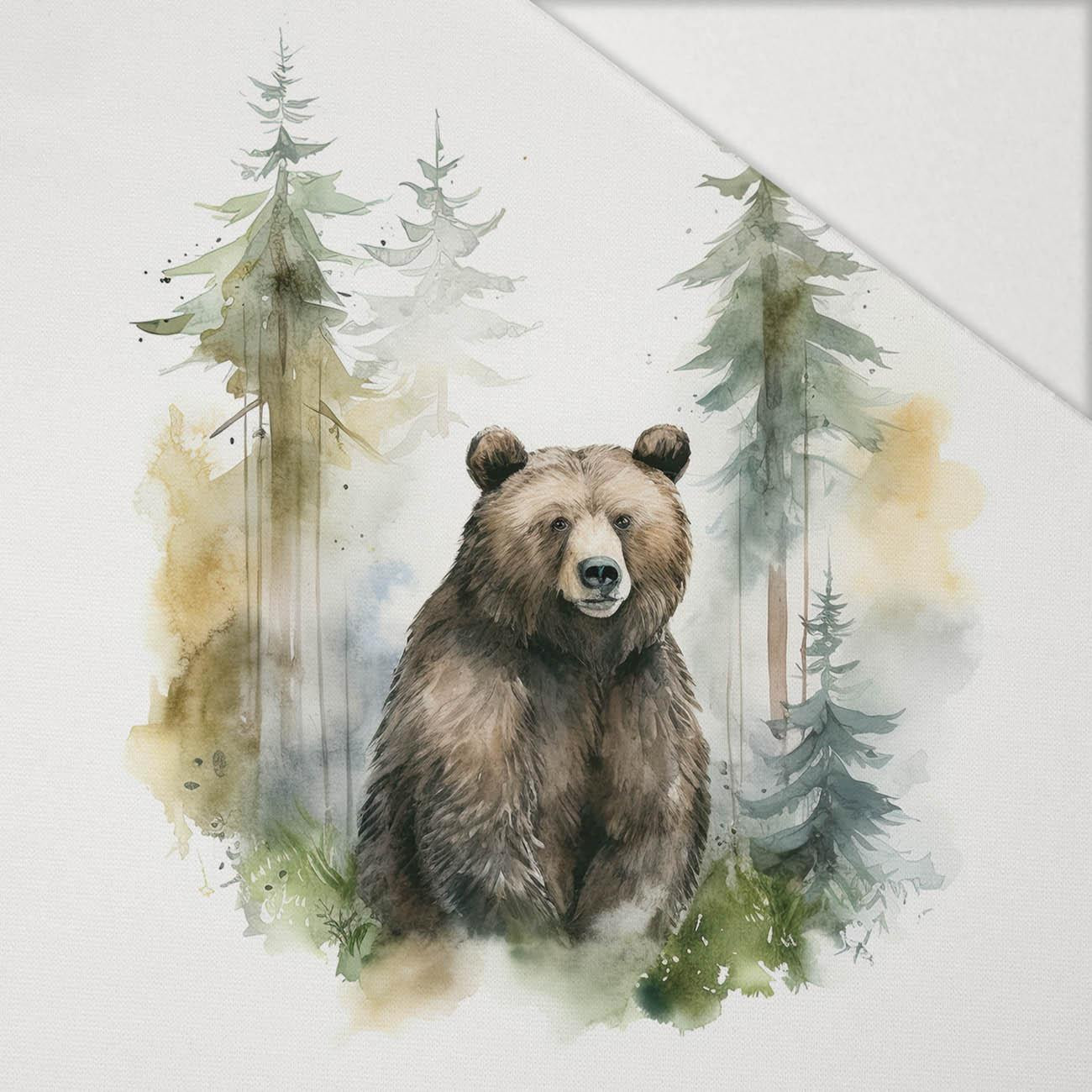 WATERCOLOR BEAR - panel (75cm x 80cm) Hydrophobic brushed knit