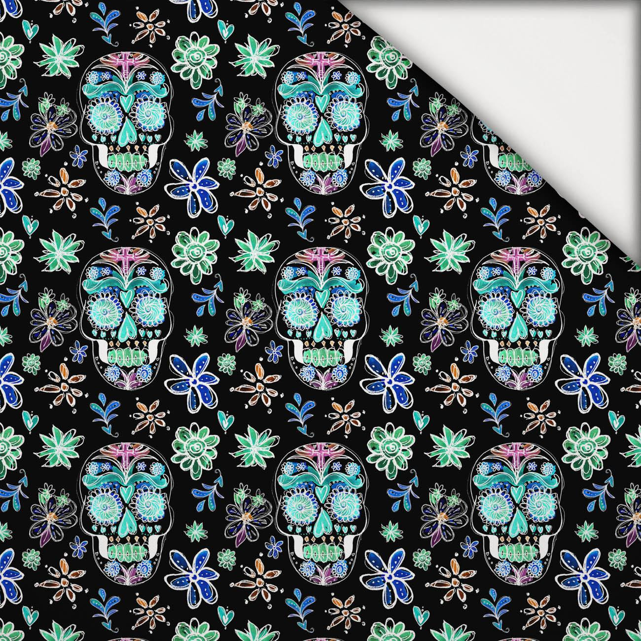 NEON SKULLS pat. 2 (DIA DE LOS MUERTOS) - light brushed knitwear