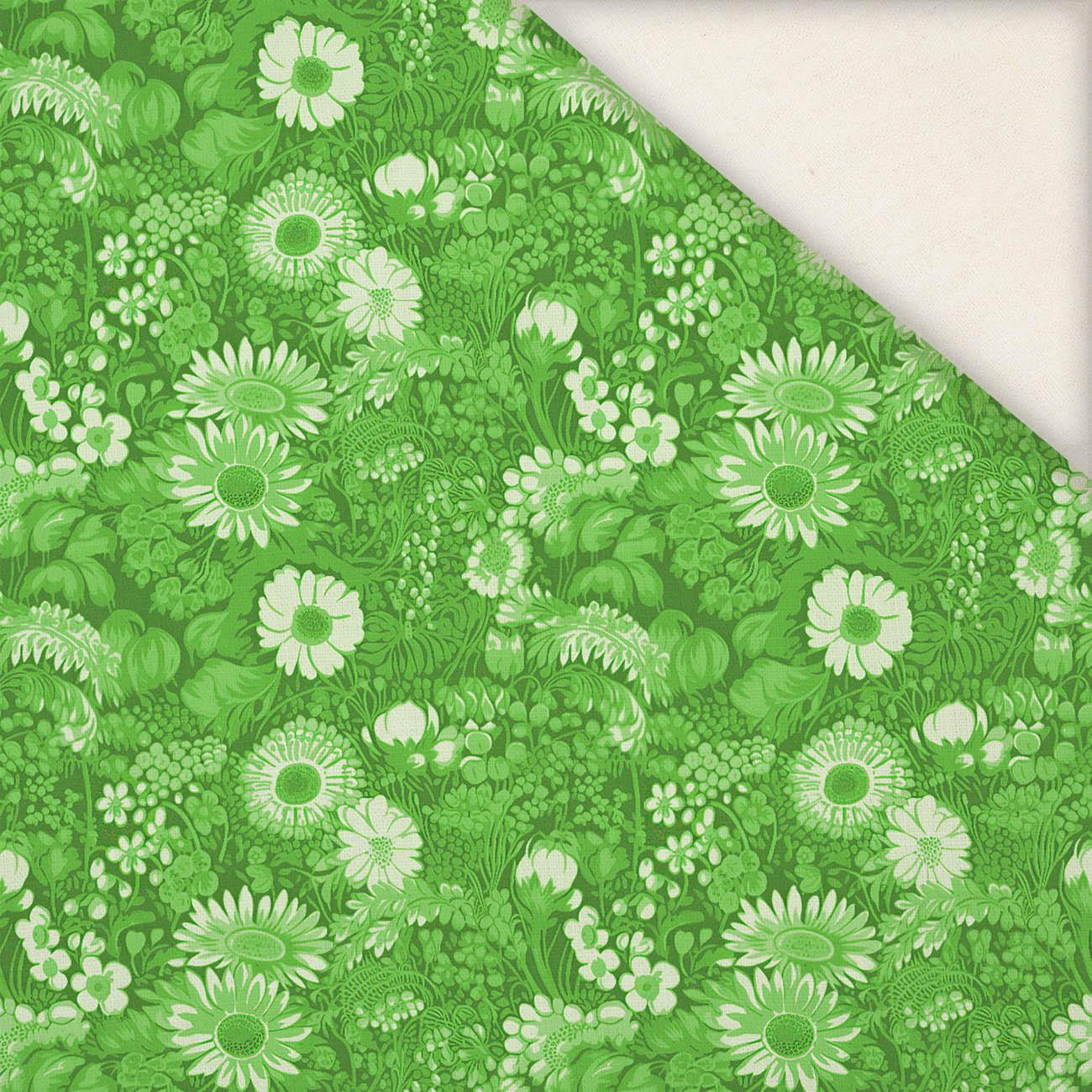 LIME GREEN / FLOWERS - Linen 100%