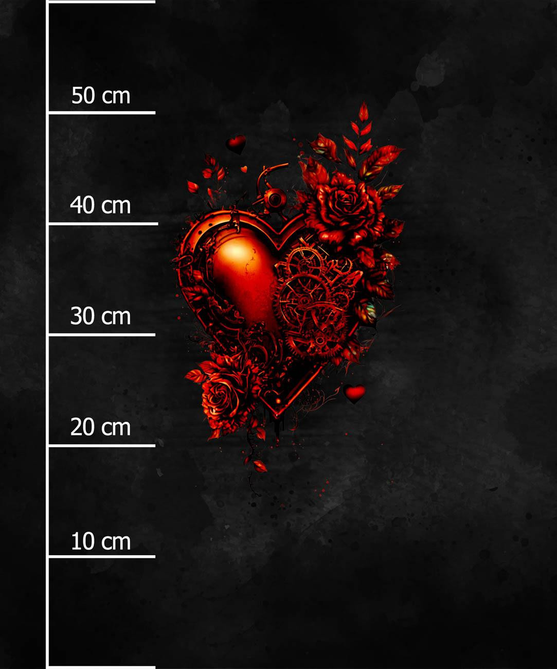 STEAMPUNK HEART - panel (60cm x 50cm) Hydrophobic brushed knit