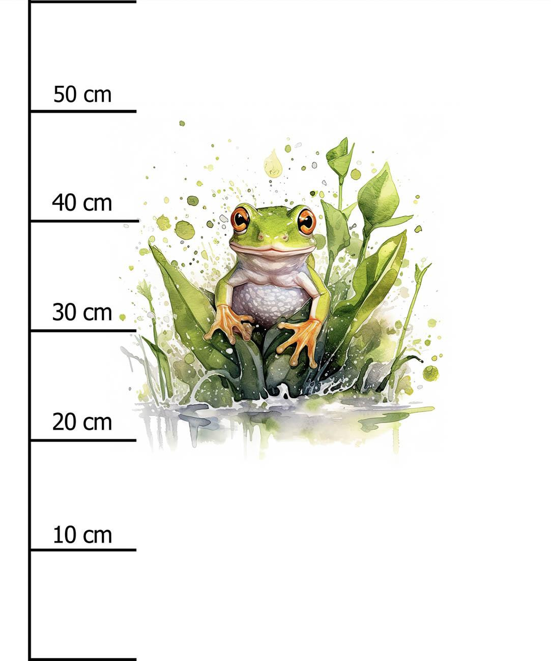 WATERCOLOR FROG - panel (60cm x 50cm) Hydrophobic brushed knit