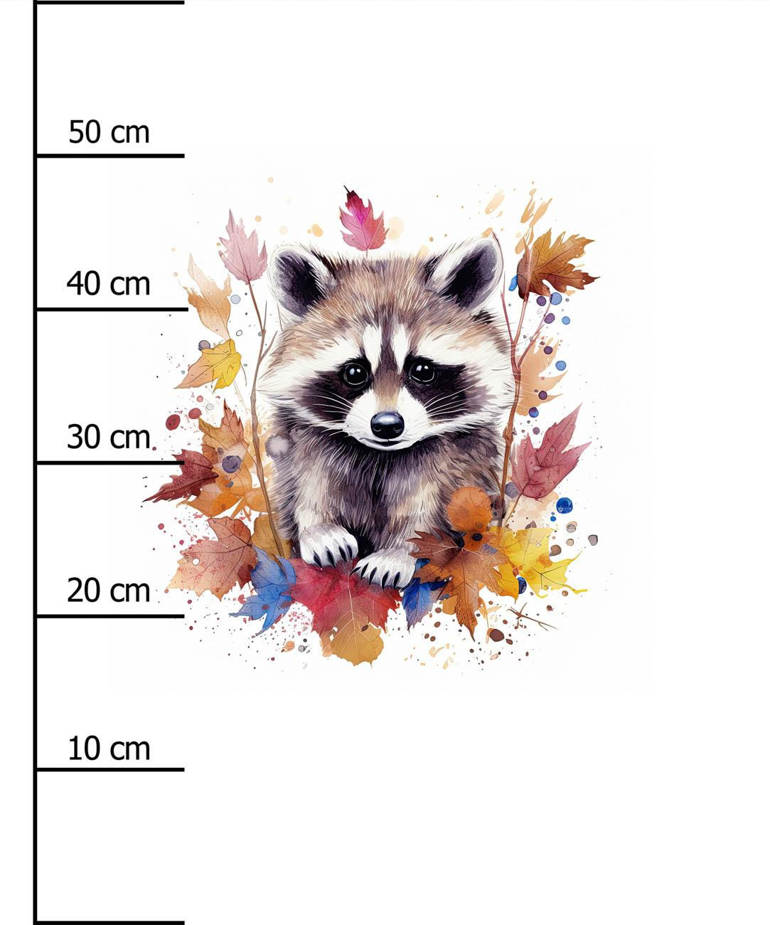 WATERCOLOR RACCOON pat. 2 - PANEL (60cm x 50cm) SINGLE JERSEY