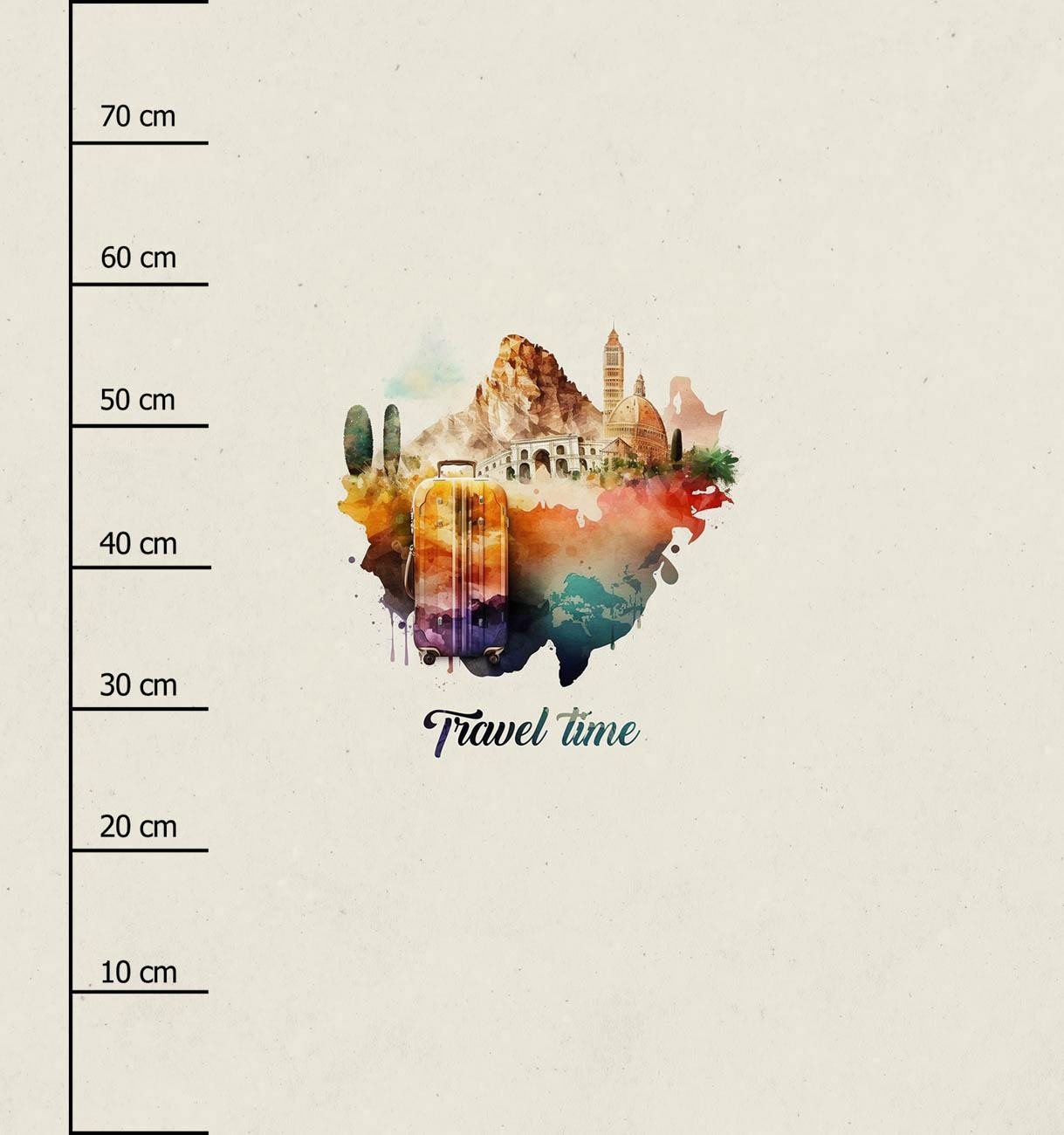 TRAVEL TIME PAT. 1 - panel (75cm x 80cm) Cotton woven fabric