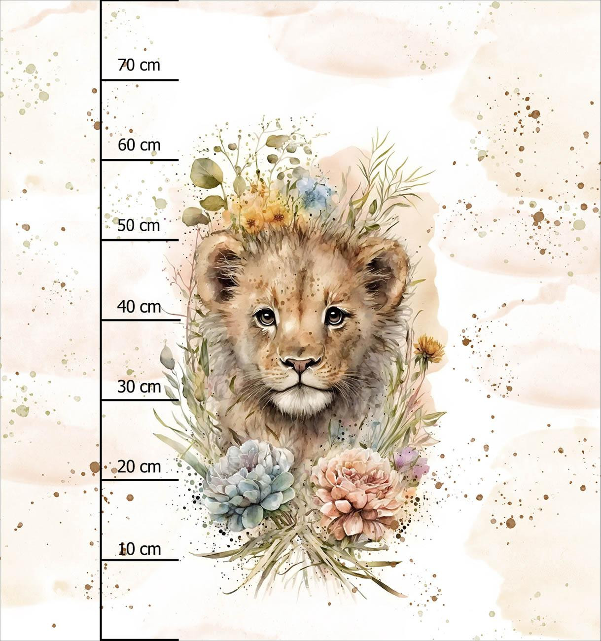 BABY LION - panel (75cm x 80cm) brushed knitwear with elastane ITY
