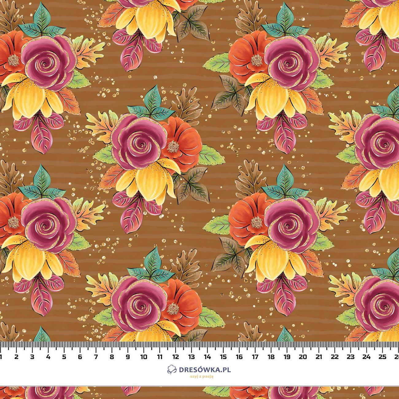 AUTUMN BOUQUET / brown (GLITTER AUTUMN) - Cotton woven fabric