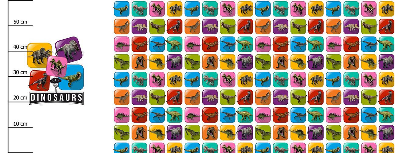 DINO TILES PAT. 2 / pink - PANORAMIC PANEL (60 x 155cm)
